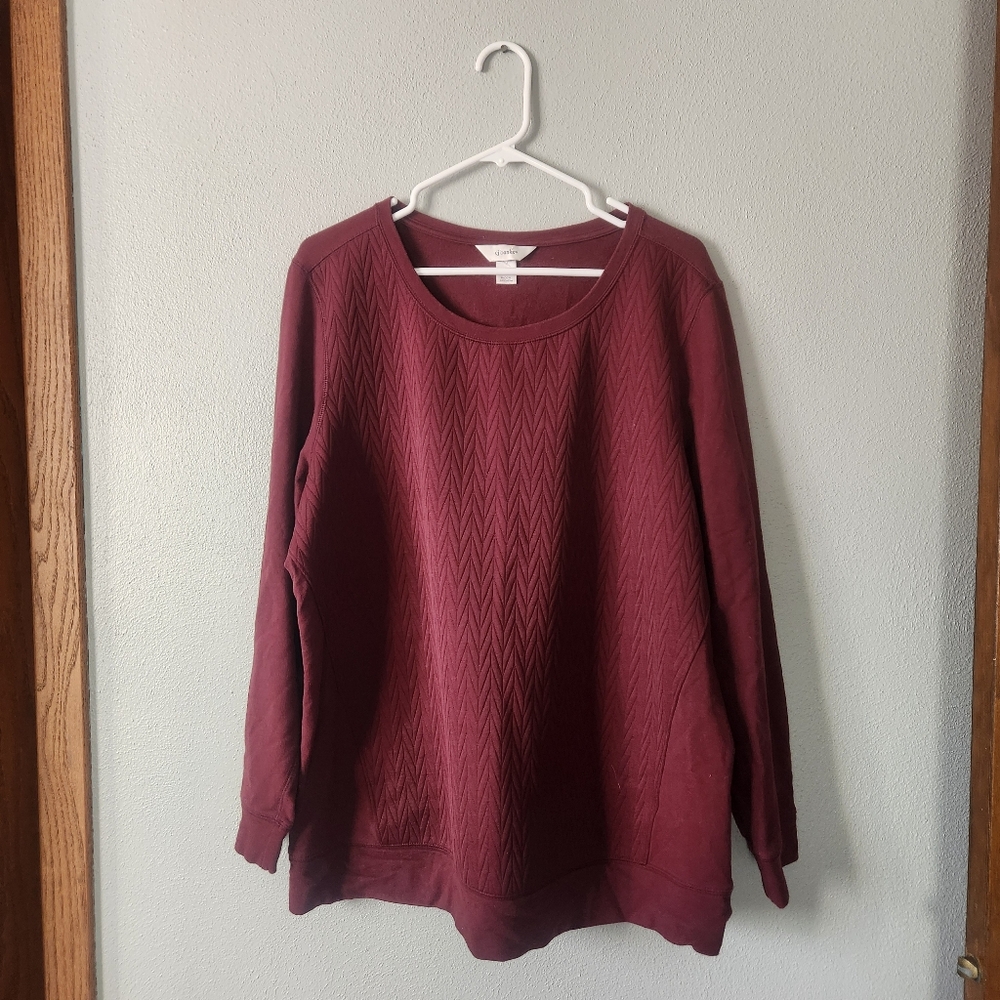 CJ Banks Burgundy Crew Neck Sweater